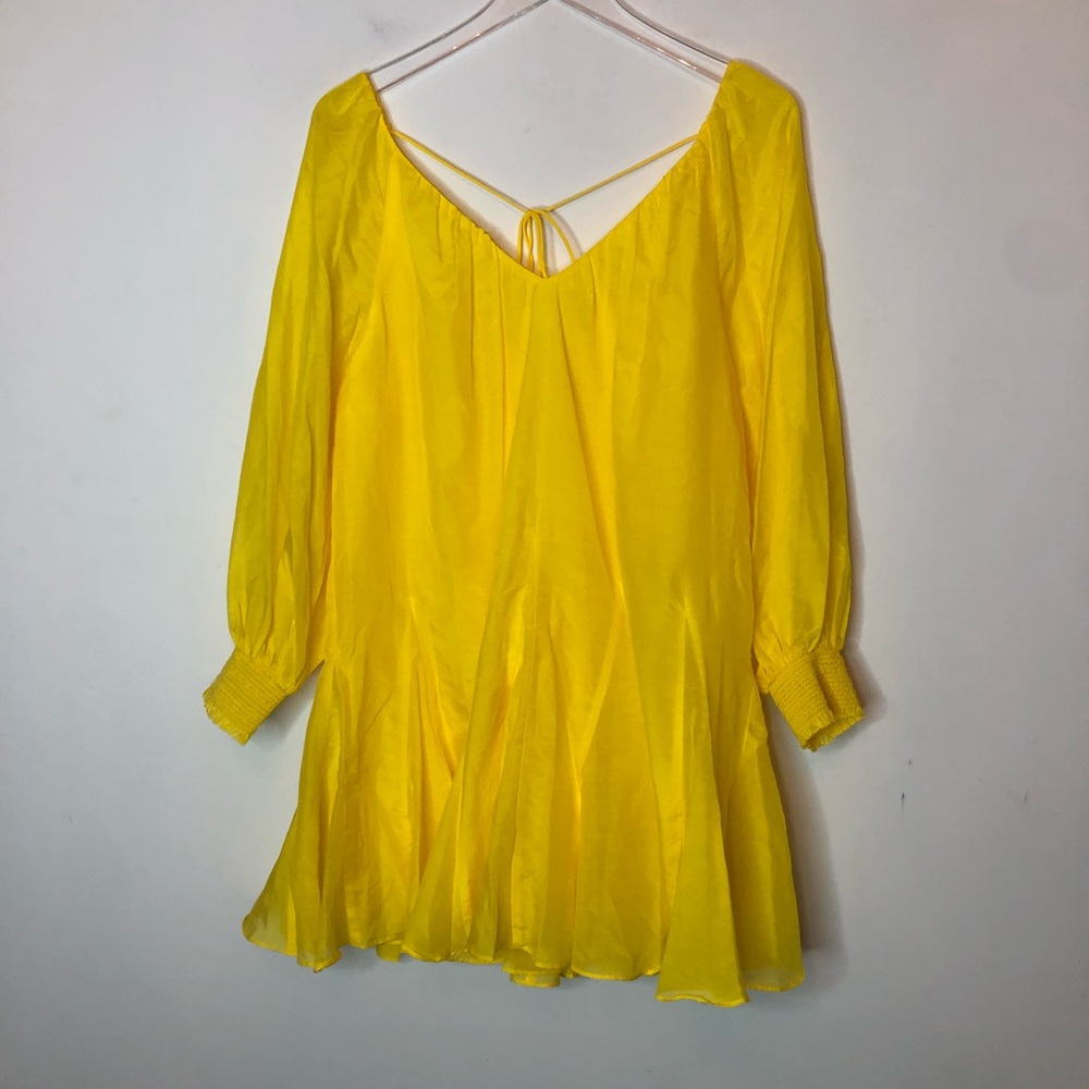Alice + Olivia Tallie Deep V Yellow Tunic